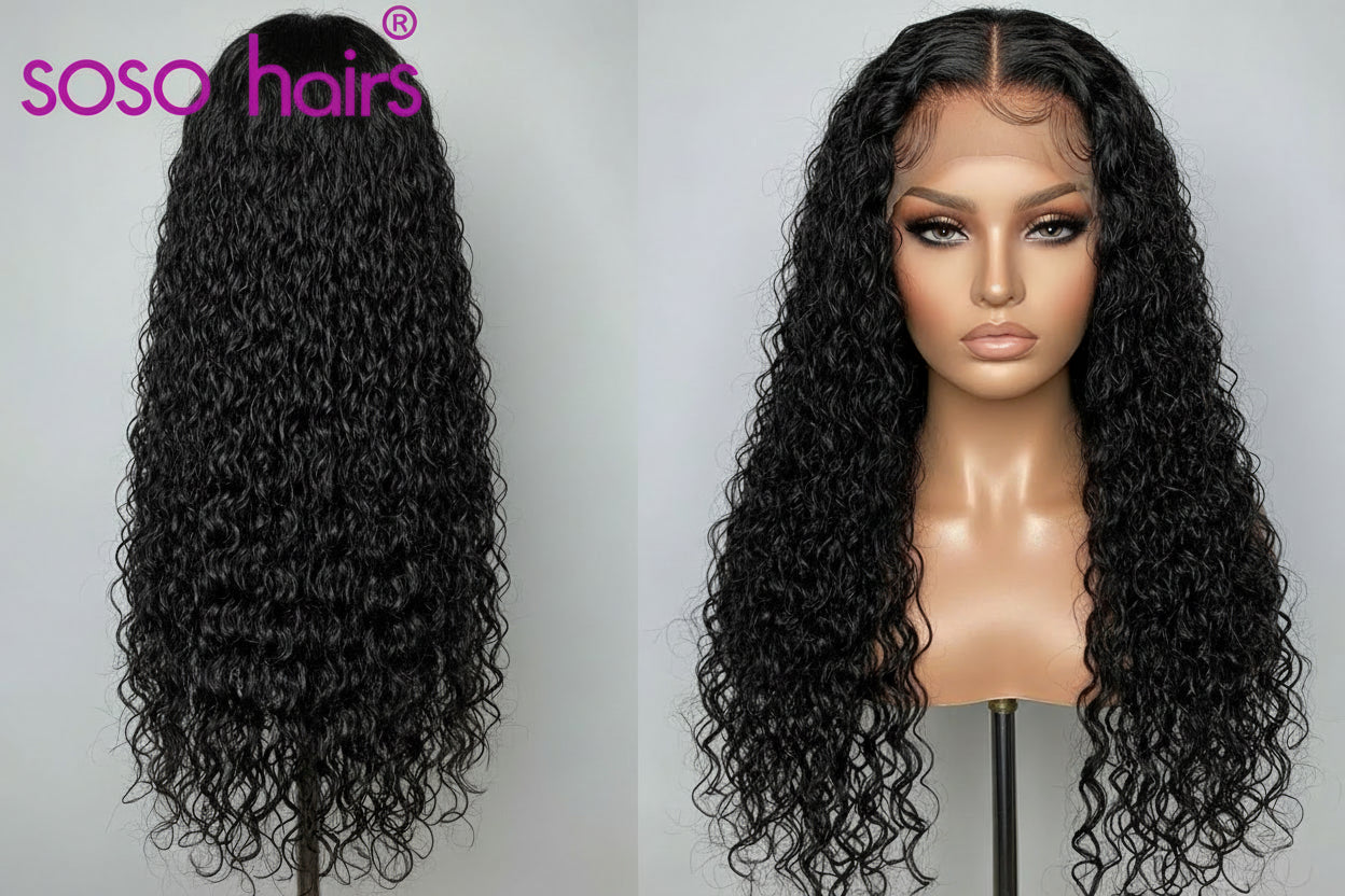 deep wavy black hair wig