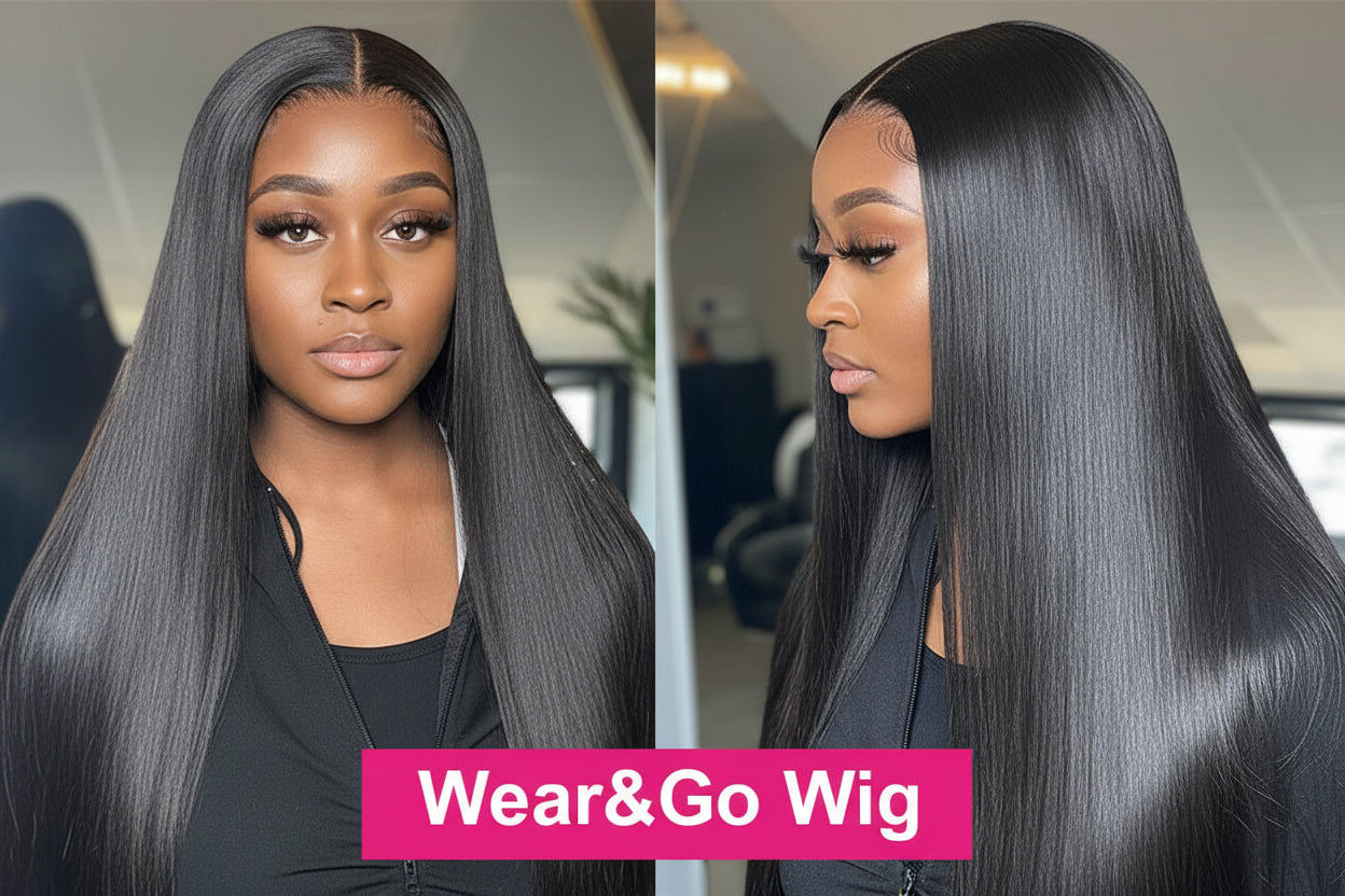 Woman with long straight hair styled in a sleek manner, wearing a black outfit.